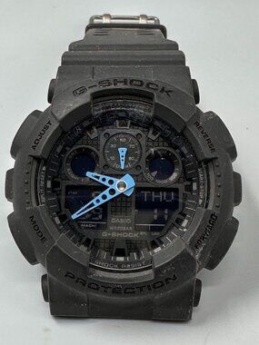 Casio G-Shock Watch Men 47mm Analog Digital Blue Hands Missing Band New Battery